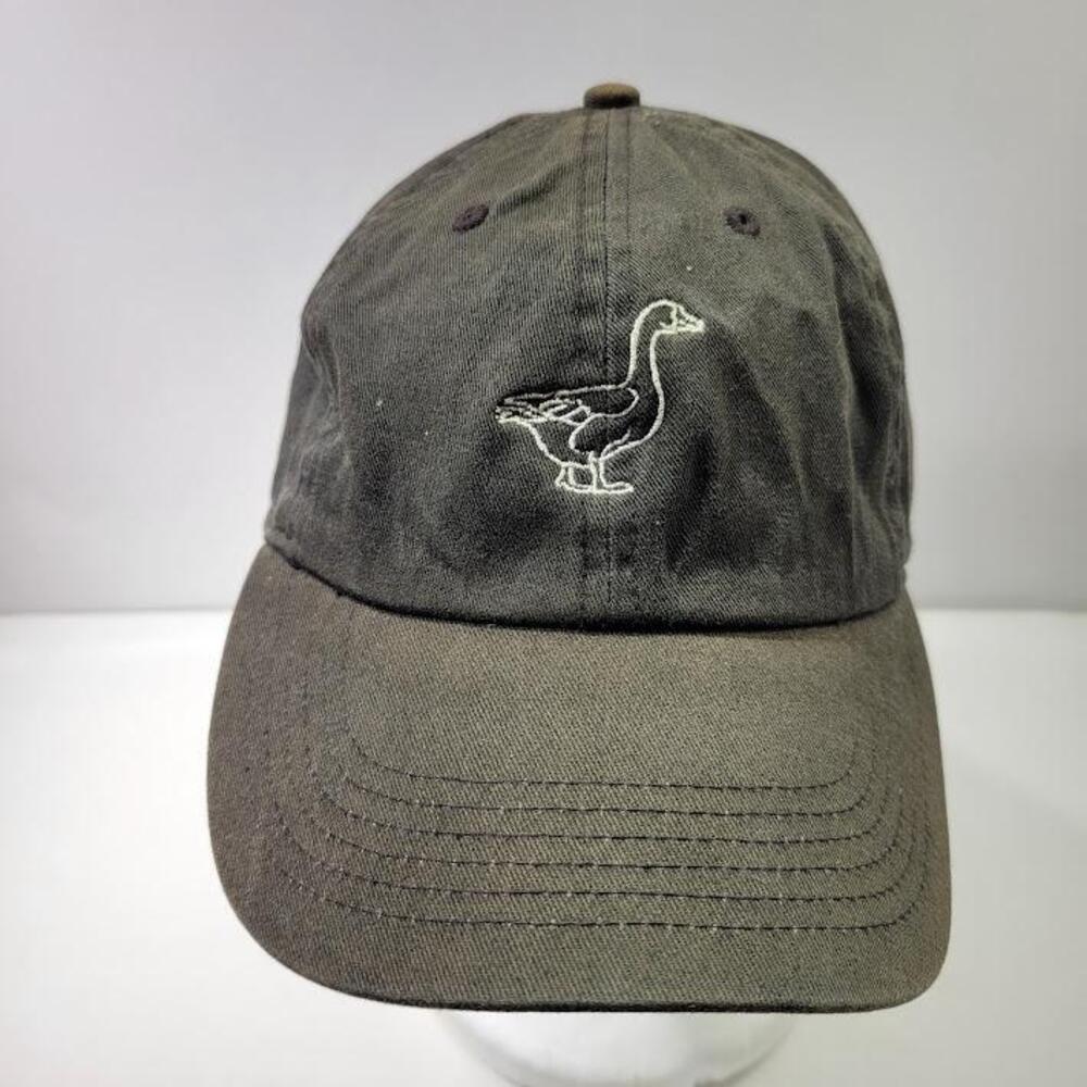 Goose Hat Cap Strap Back Mens One Size Gray Cotton Twill Bird Logo Embroidered